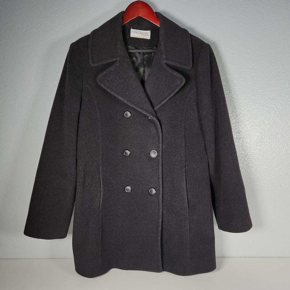 Forecaster Of Boston Wool Cashmere Coat Womens 10 Black Double Breasted Overcoat